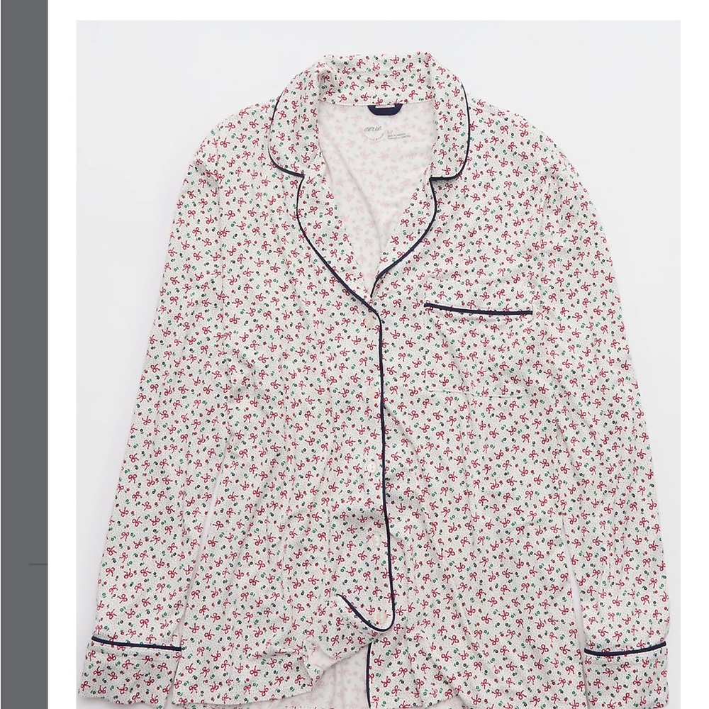 American Eagle Outfitters Floral Pajama Top - White and Red